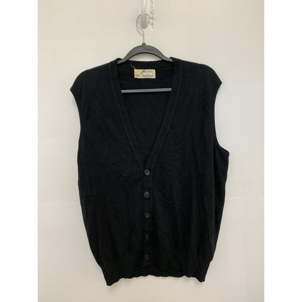 Vintage Hawico Cashmere Button Up Sweater Vest Large V-Neck Scotland Vest 1980s